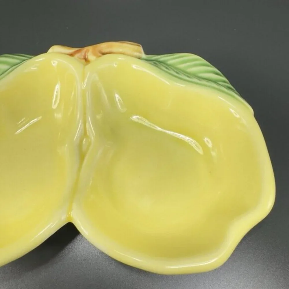 California USA Pottery Pearl Fruit Divided Dish Tray Sauce Bowl Set 2 Vintage‎